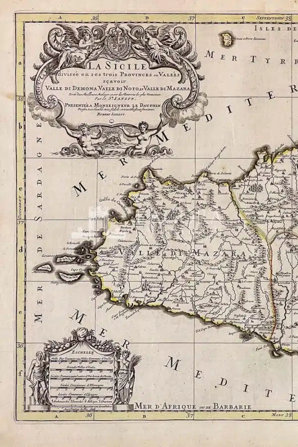 La Sicile divisée en ses trois provinces ou valées scavoir Valle di Demona, Valle di Noto et Valle di Mazara. - Image 2