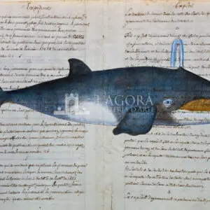 Balene e delfini su carta manoscritta
