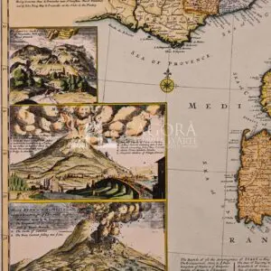 Map of Italy with volcanoes by H. Moll