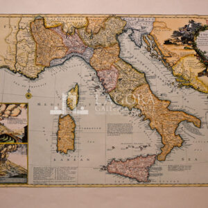 Map of Italy with volcanoes by H. Moll