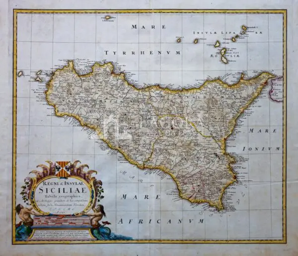 Map of Sicily Homann (heirs) 1747