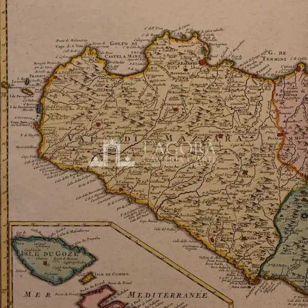 Mappa Sicilia Ottens Joachim 1725 ca. - Image 3