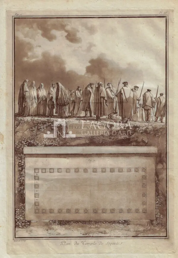 Abitanti di Alcamo e Planimetria del Tempio di Segesta, Jean Houël