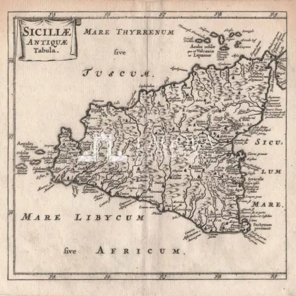 Siciliae Antiquae Tabula - Cluverio - 1661 - Image 2