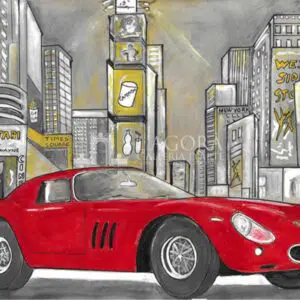 Vintage Sketches Ferrari 250 GTO a Time Square New York – Giuseppe Bacci