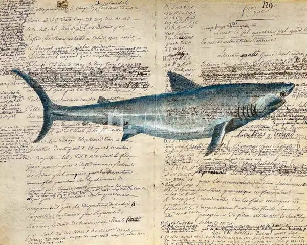 Squali su carta manoscritta