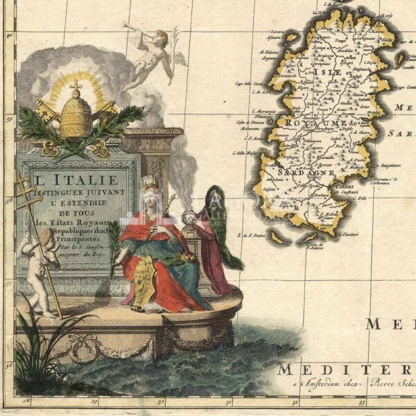 Antique Map of Italy by Schenk