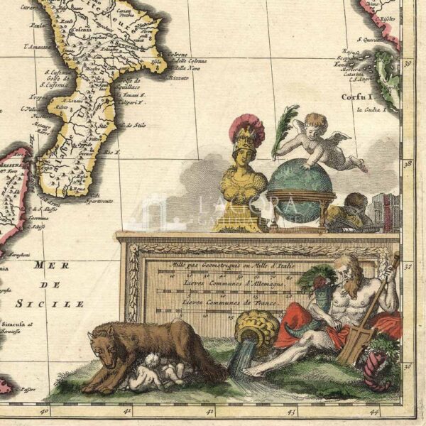 Antique Map of Italy by Schenk