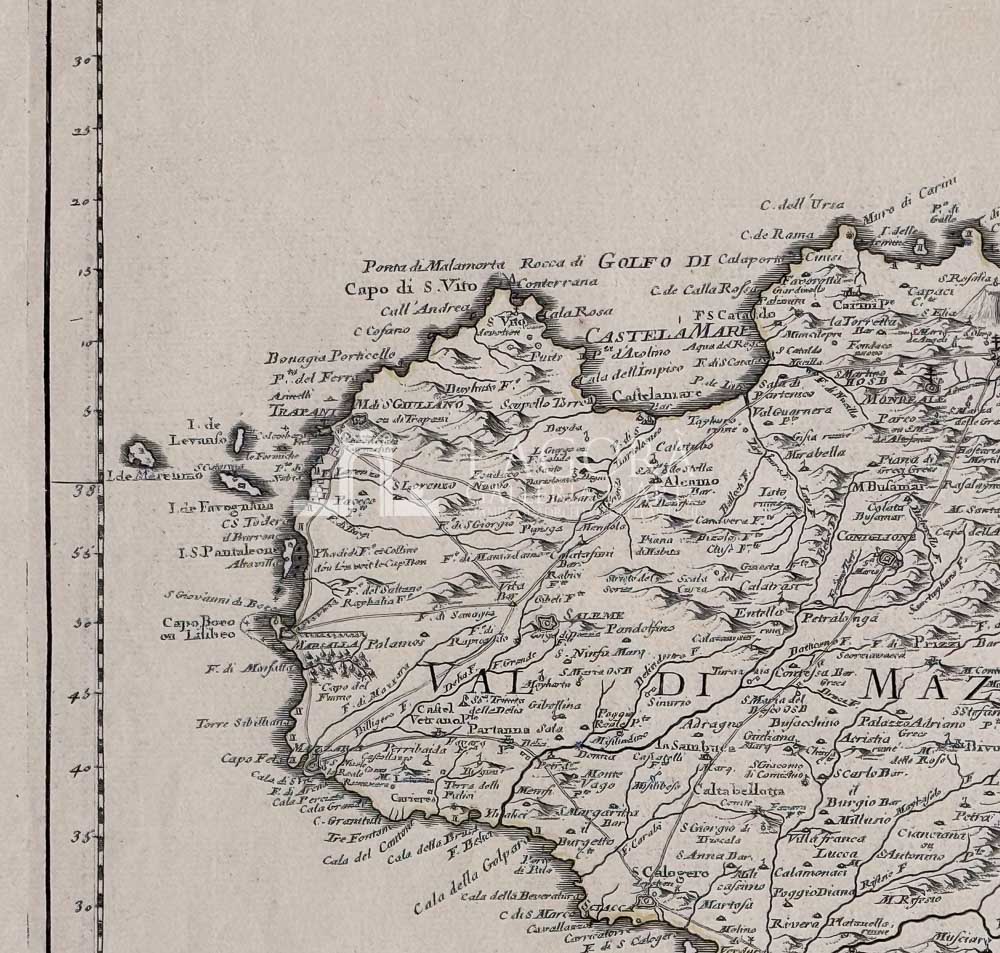 CARTE DE L’ISLE ET ROYAUME DE SICILE