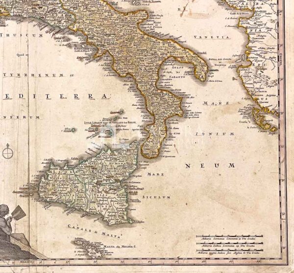 Statuum totius Italiae novissima repreaesentatio geographica simul exhibens Insuals Siciliae, Sardiniae, Corsicae et Maltae